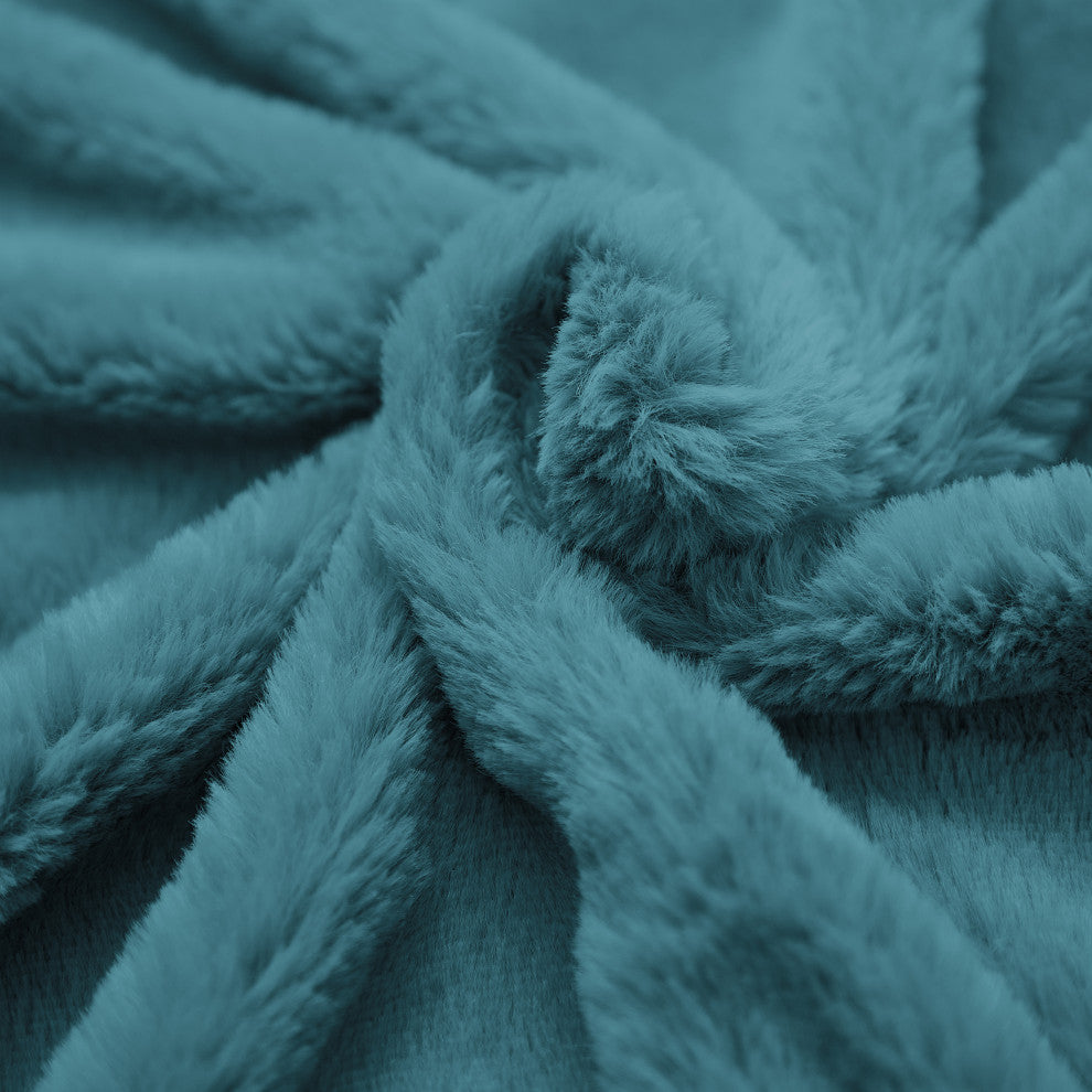 Solid Light Faux Fur Bedrest,20" x 18" x 17", Deep Teal