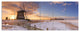 Dutch Windmills at Sunrise, Abstract Canvas Art Print, 70"x28", 6 Panels
