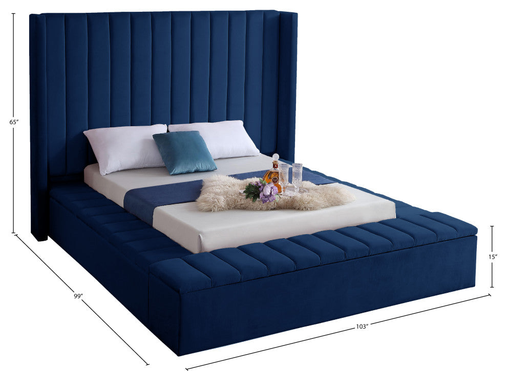 Kiki Velvet Bed, Navy, King