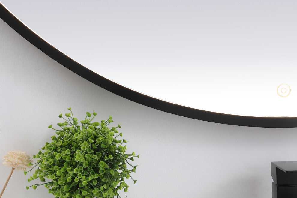 Modern Black Led Mirror, 48"