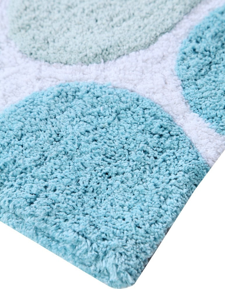 Anti-Skid Machine Washable Cotton Pebble Stones Bath Rug, Blue, 50" X 30"