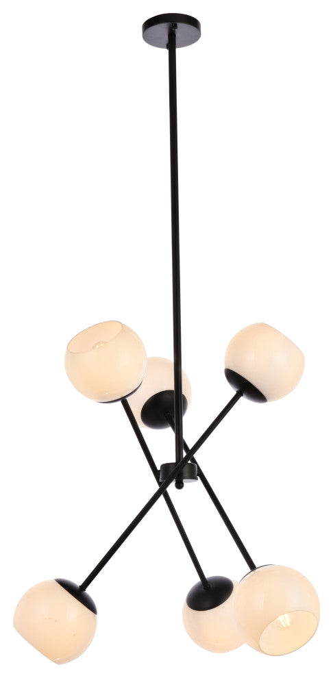 Avery 24" Pendant, Black With White Shade