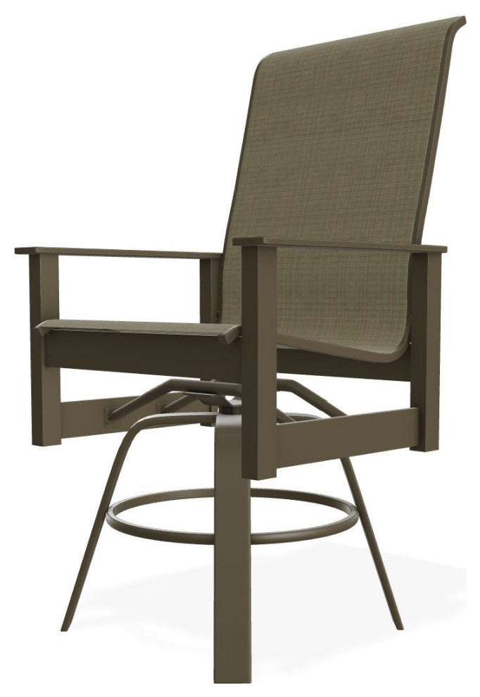 Leeward Sling Balcony Height Outdoor Swivel Armchair, Elevation Stone/Beachwood