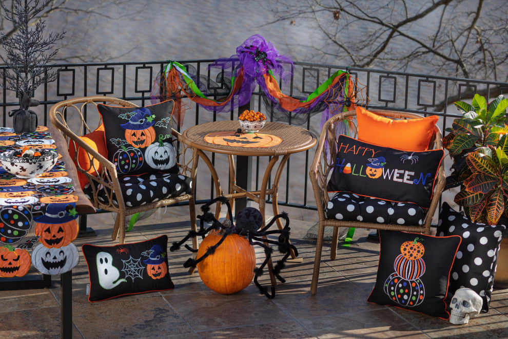 Indoor Pumpkin Stack Black 18" Throw Pillow Cover