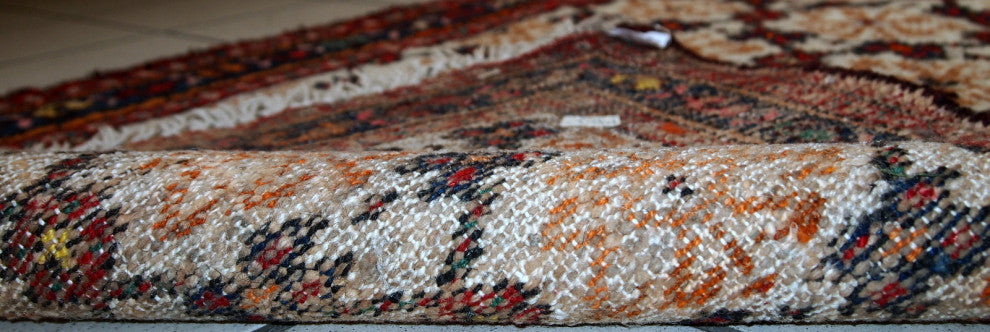 Handmade vintage Persian Hamadan runner 2.6' x 6.8' ( 80cm x 207cm ) 1960s