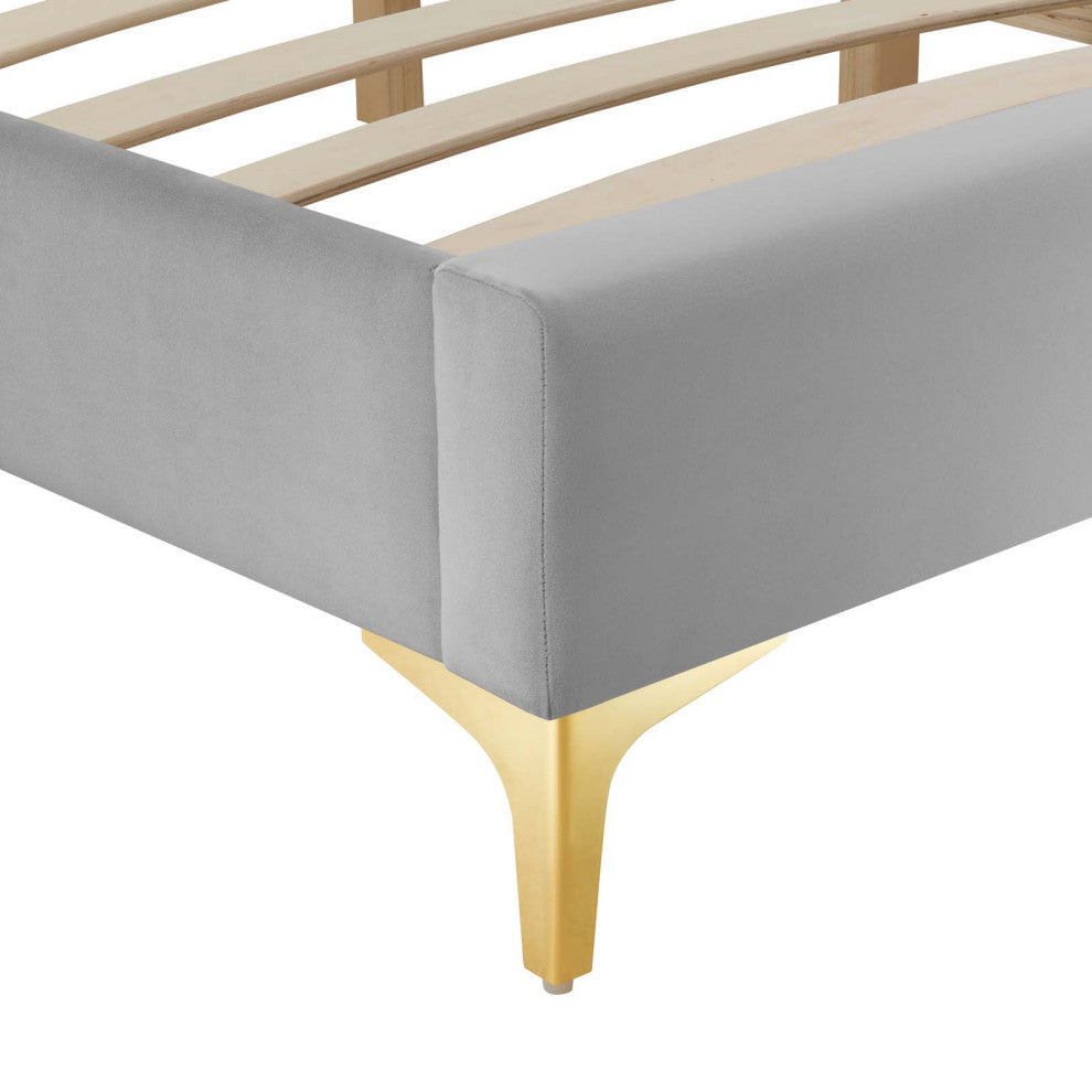 Sutton Full Performance Velvet Bed Frame-Light Gray