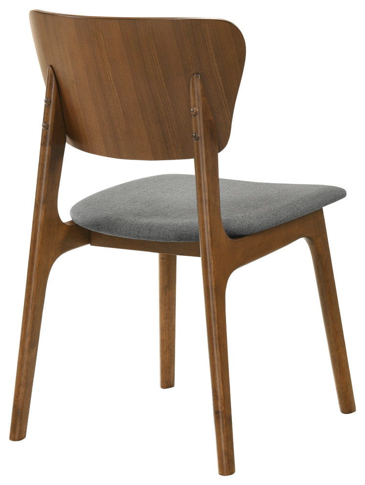 Kalia 7-Piece Wood Dining Set, Walnut Finish With Charcoal Fabric