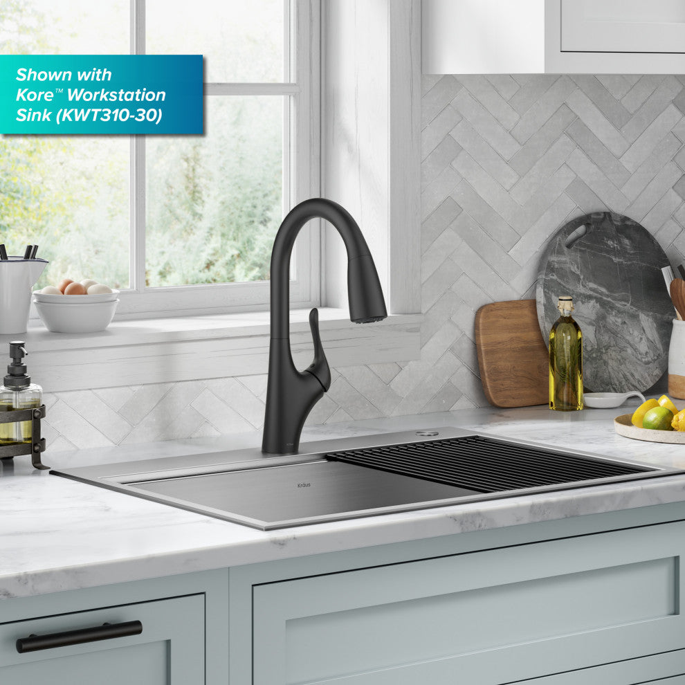Merlin Pull-Down 1-Hole Kitchen Faucet Matte Black
