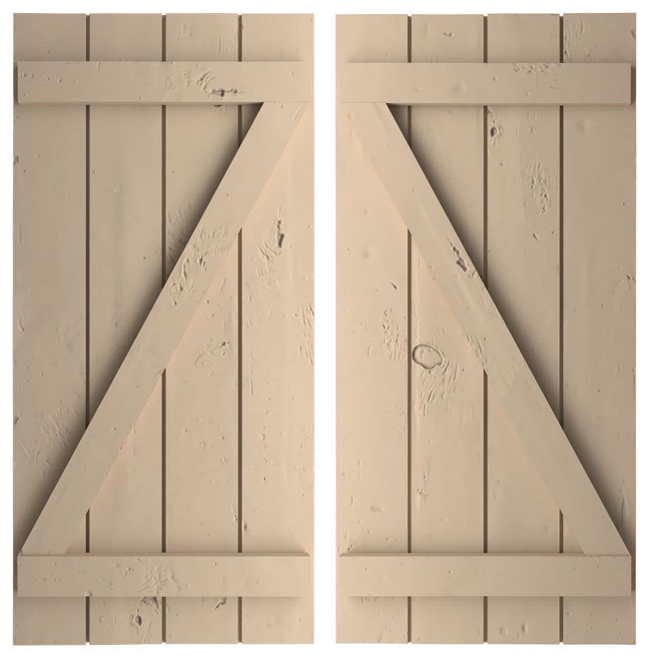Rustic 4 Board Joined B-N-B Faux Wood Shutters, Knotty Pine, 22x48"
