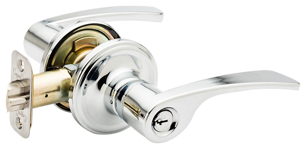 KL2240BC Scandinavian Style Keyed Entry Lever, Polished Stainless