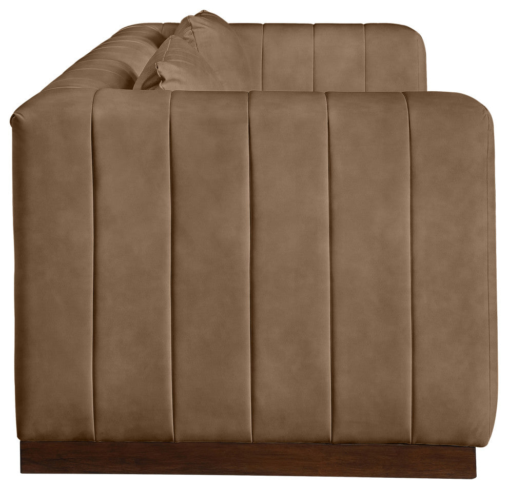 Mallina Upholstered Sofa, Brown, Vegan Leather