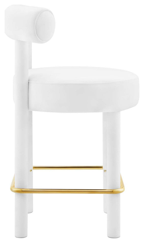 Toulouse Performance Velvet Counter Stool - White Gold