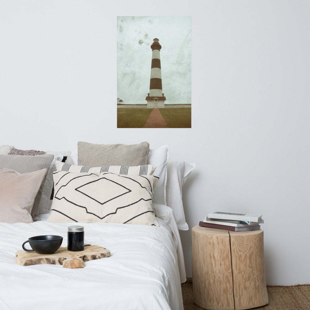 Coastal Wall Art: Bodie Lighthouse Landscape Photo Unframed Print, 24" X 36"