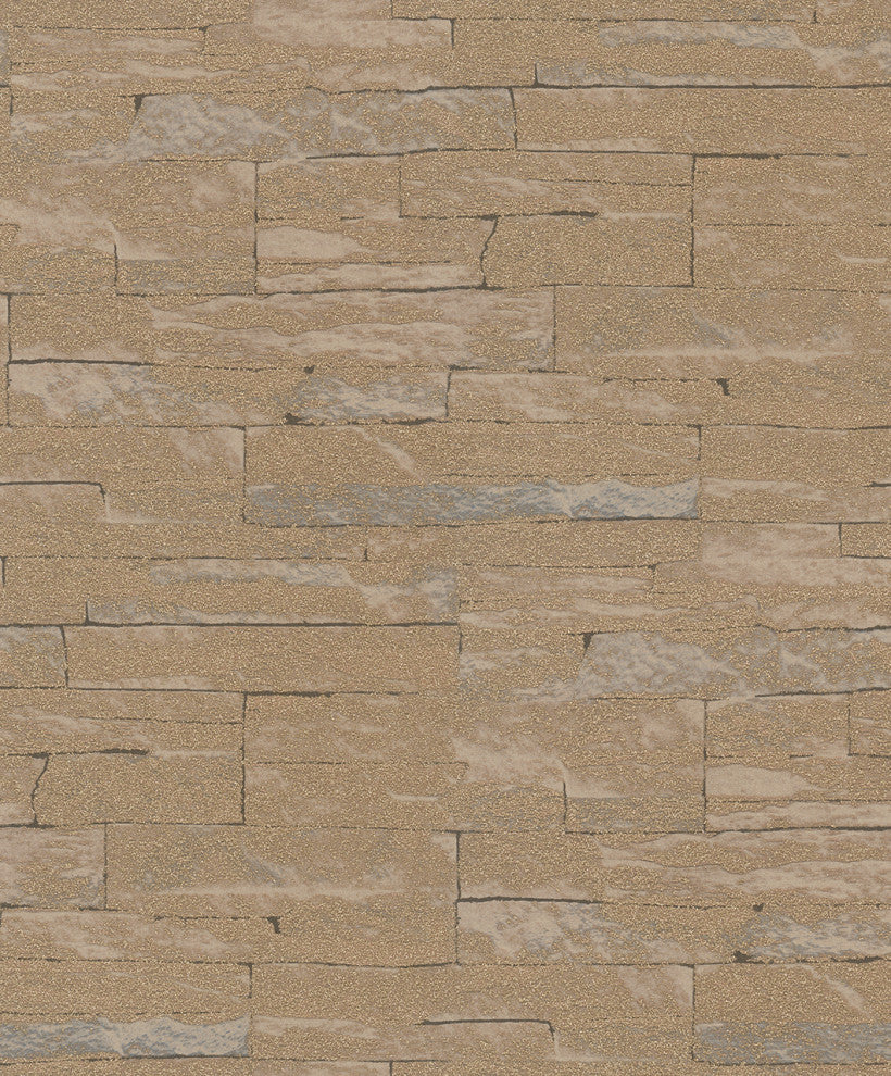 Faux Textured Wallpaper Featuring Stone Tiles Wall, 58415
