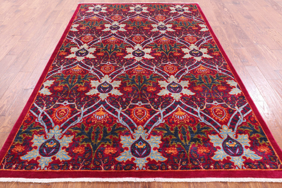 William Morris Hand Knotted Rug 6' 1" X 9' 2" Q6542