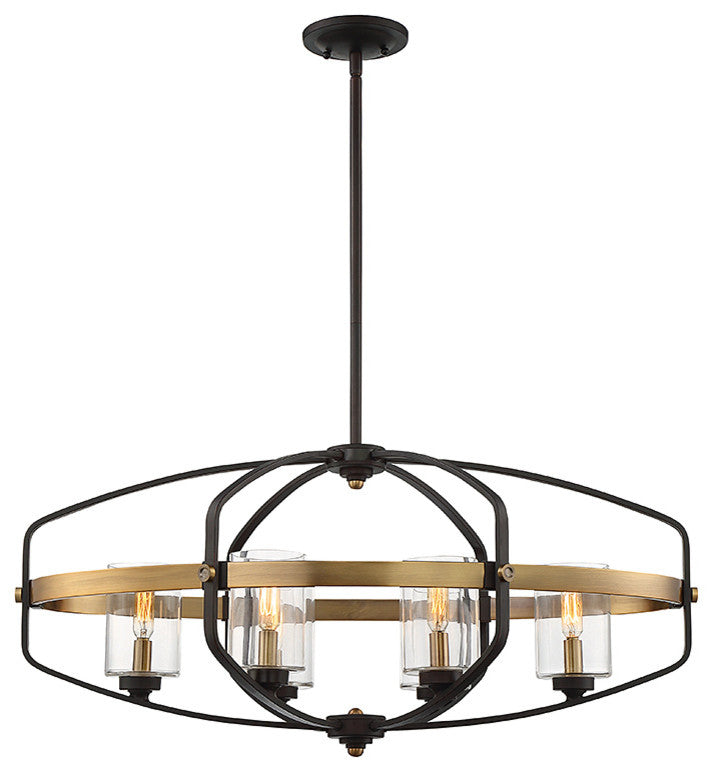 Kirkland 6-Light Trestle Chandelier, English Bronze and Warm Brass