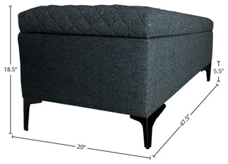 Reece Upholstered Storage Bench, Charcoal Gray