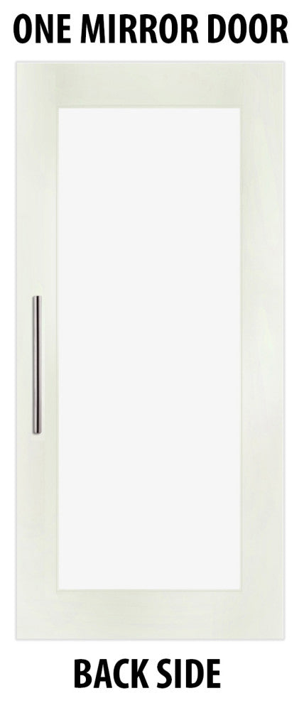 Mirrored White Painted Solid Wood Sliding Barn Door + Full Length Mirror, 36"x84" Inch, Hardware With Fascia, 1x Mirror One-Side