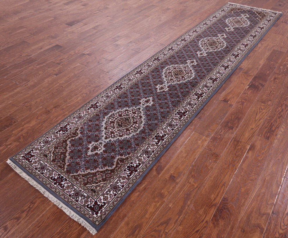 Wool & Silk Persian Tabriz Handmade Runner Rug 2' 8" X 12' 4" - Q13032