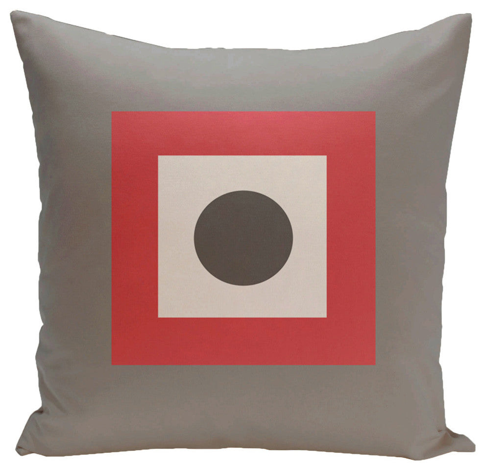 Geometric Decorative Pillow, Coral Steel, 20"x20"