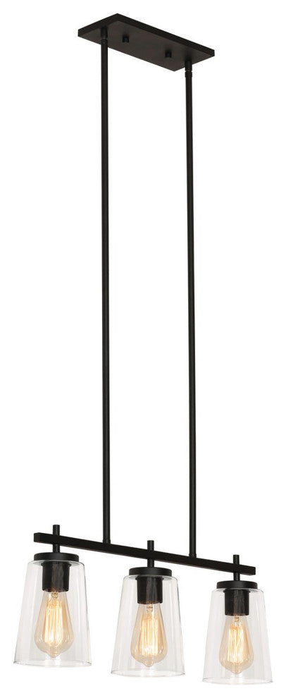 Joanna 3 Light Linear Pendant, Black