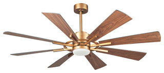 60" Indoor/Outdoor Windmill 8-Blade Gold Ceiling Fan with Remote and DC Motor