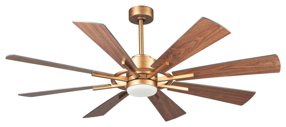 60" Indoor/Outdoor Windmill 8-Blade Gold Ceiling Fan with Remote and DC Motor