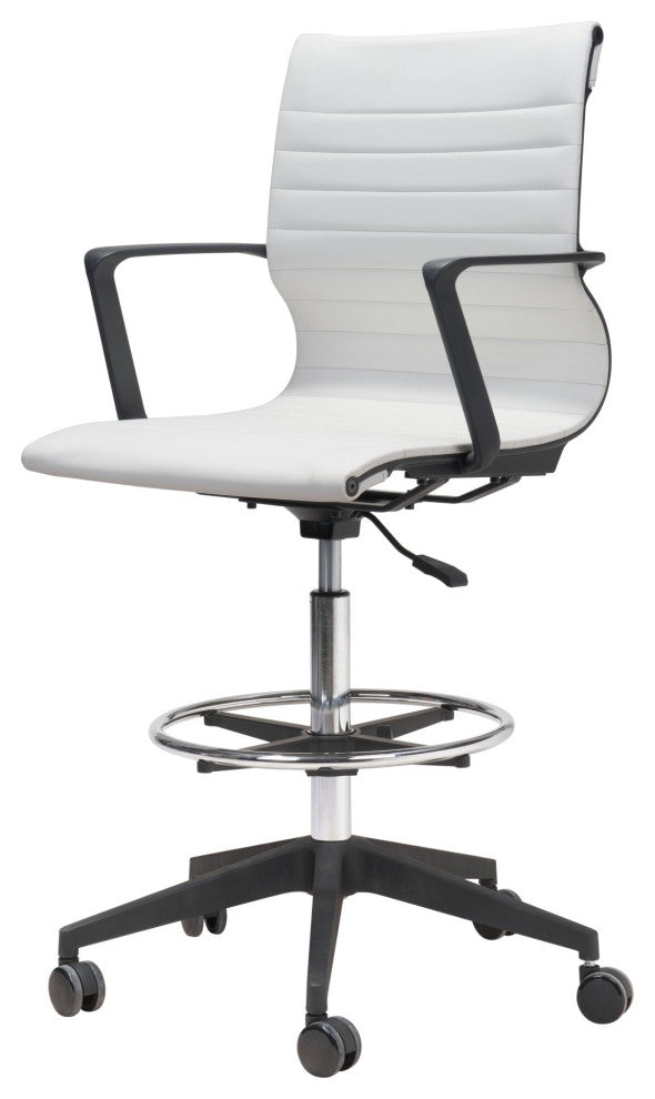 Computer Work Chair, Fabric, Steel, White, Black, Chrome, Home Business Office