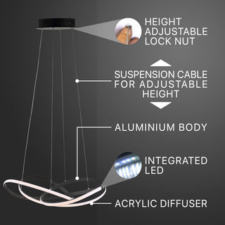 Alexia 25" Abstract Integrated LED Adjustable Pendant, Black