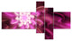 Exotic Dance of Purple Flower Petals, Floral Canvas Art Print, 60"x32", 5 panels