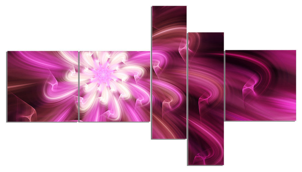 Exotic Dance of Purple Flower Petals, Floral Canvas Art Print, 60"x32", 5 panels