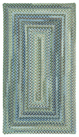 Manchester Concentric Braided Rectangle Rug, Light Blue, 2'x3'