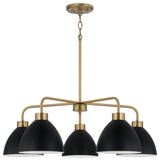 Ross Five Light Chandelier in Aged Brass and Black