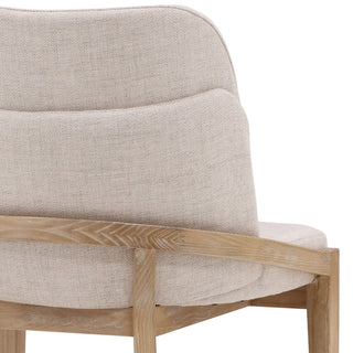 Jhene Elm Wood Upholstered Dining Chair, Off-white