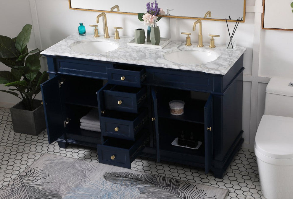 Home Living 60" Double Bathroom Vanity Set, Blue