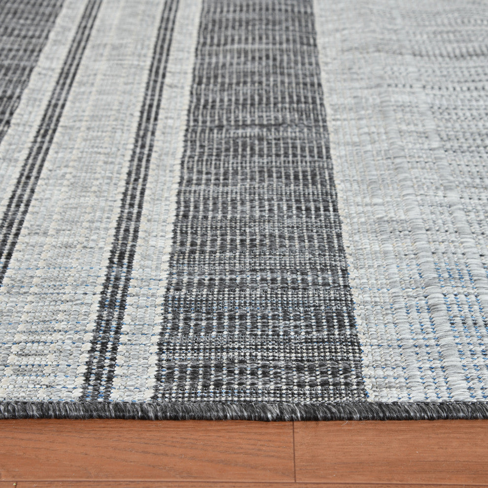 Maryland Blessy Indoor/Outdoor Area Rug, Gray, 6'6" x 9'10", Striped