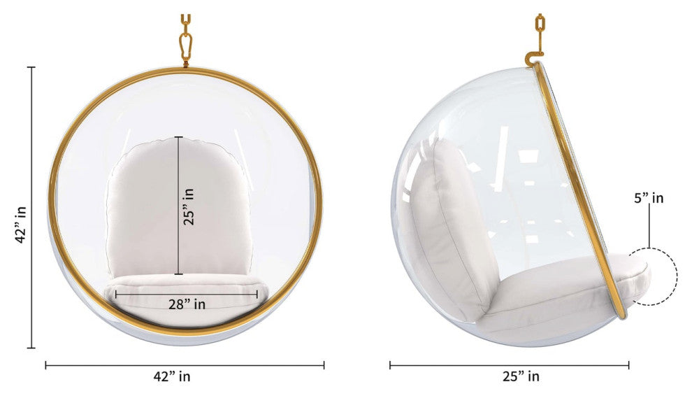 Modholic Hanging Bubble Chair, Gold