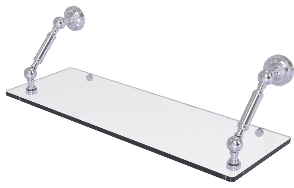 Dottingham 24" Floating Glass Shelf, Satin Chrome