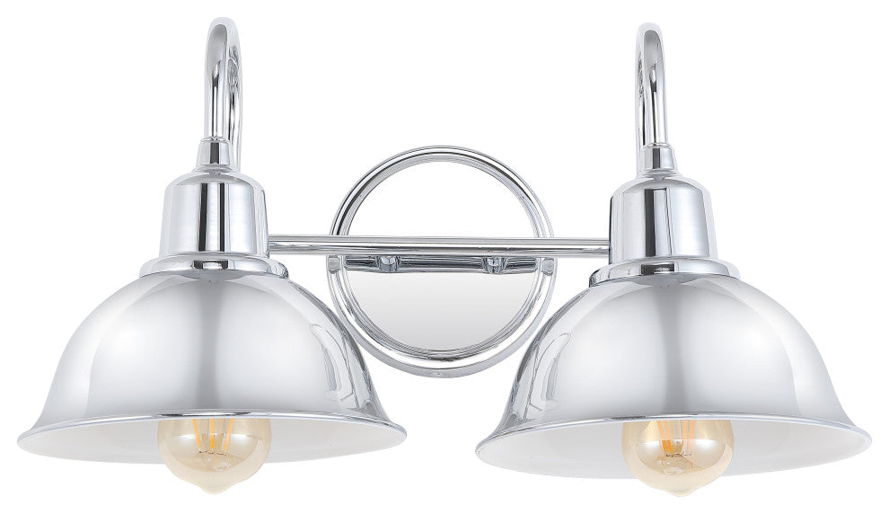 Frisco Farmhouse Industrial Iron LED Vanity, Chrome, 2-Light