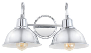 Frisco Farmhouse Industrial Iron LED Vanity, Chrome, 2-Light