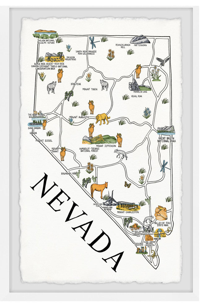 "Nevada Illustrated Map" Framed Painting Print, 8x12