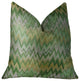 Green Fair Green Citrine and Taupe Handmade Luxury Pillow, 26"x26"