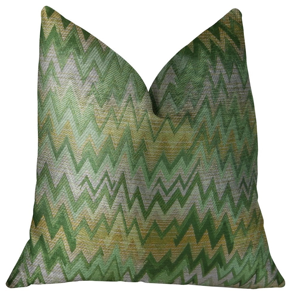 Green Fair Green Citrine and Taupe Handmade Luxury Pillow, 26"x26"