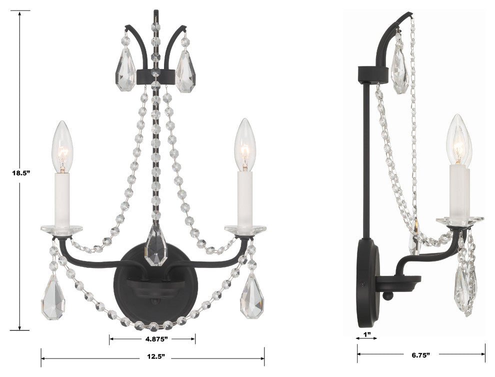 Karrington 2-Light Matte Black Wall Mount