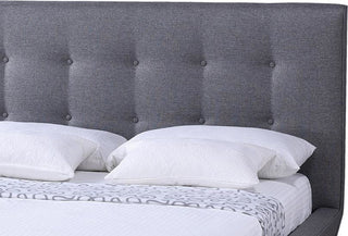 Jonesy Mid-Century Gray Fabric Upholstered Queen Size Platform Bed