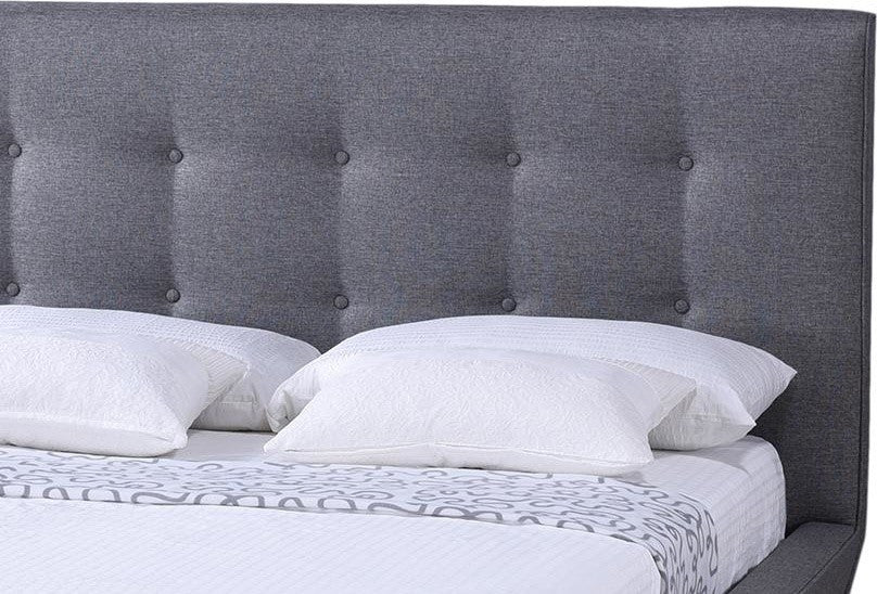 Jonesy Mid-Century Gray Fabric Upholstered Queen Size Platform Bed