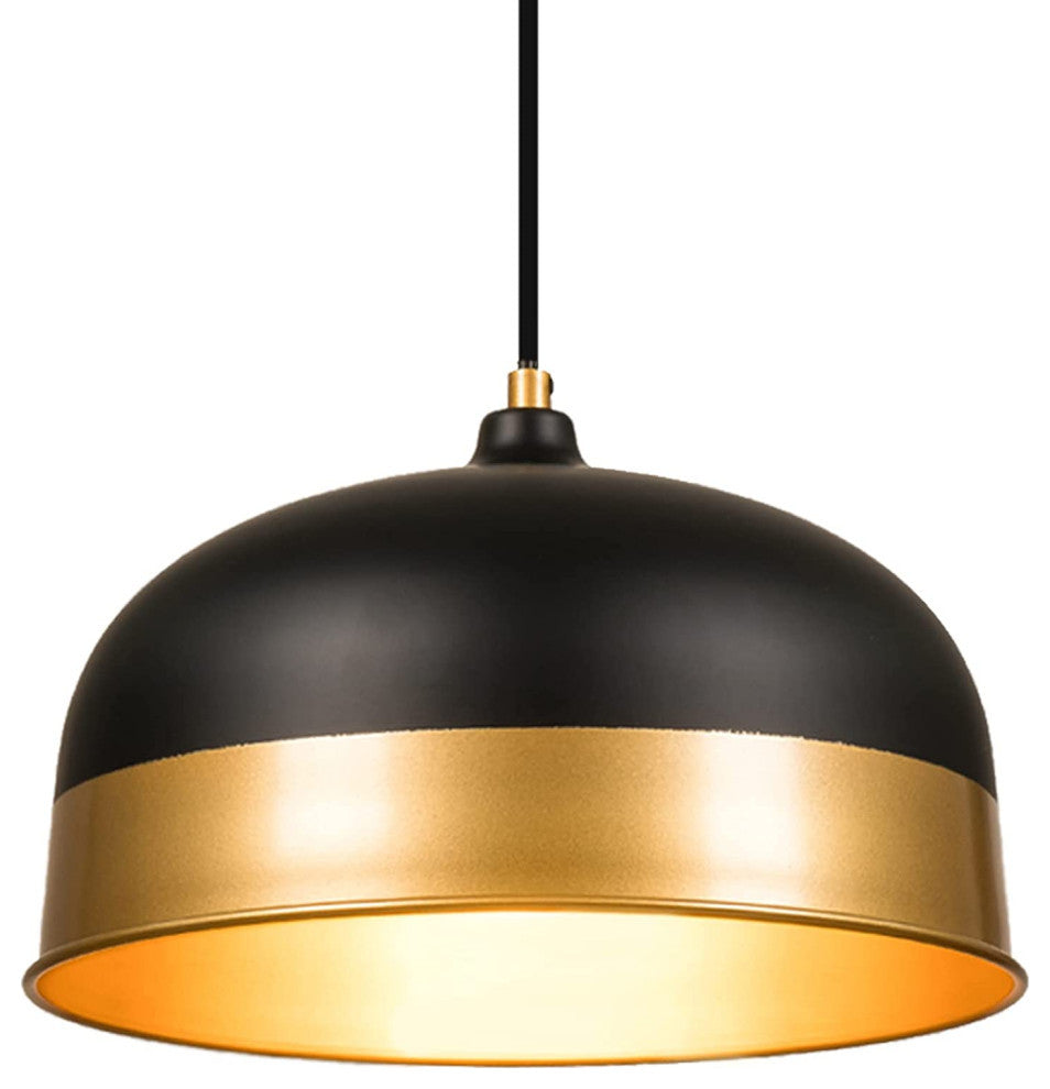 Matte Black and Gold Dome Pendant Light  Slop Ceiling Hanging Lamp