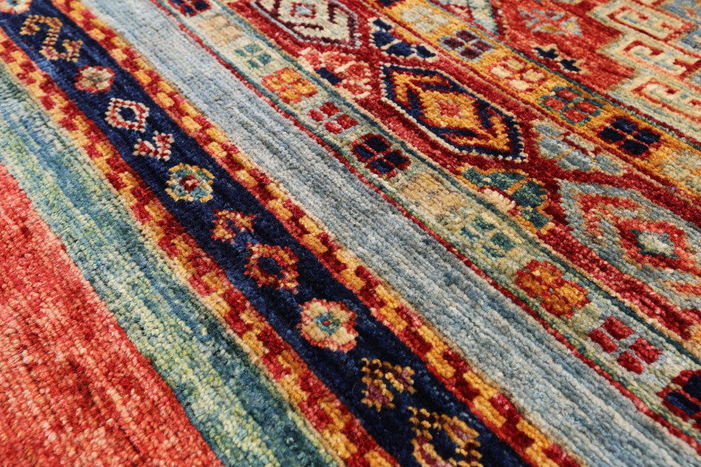 3' 3" X 3' 6"' Square Super Kazak Khorjin Handmade Rug Q10819