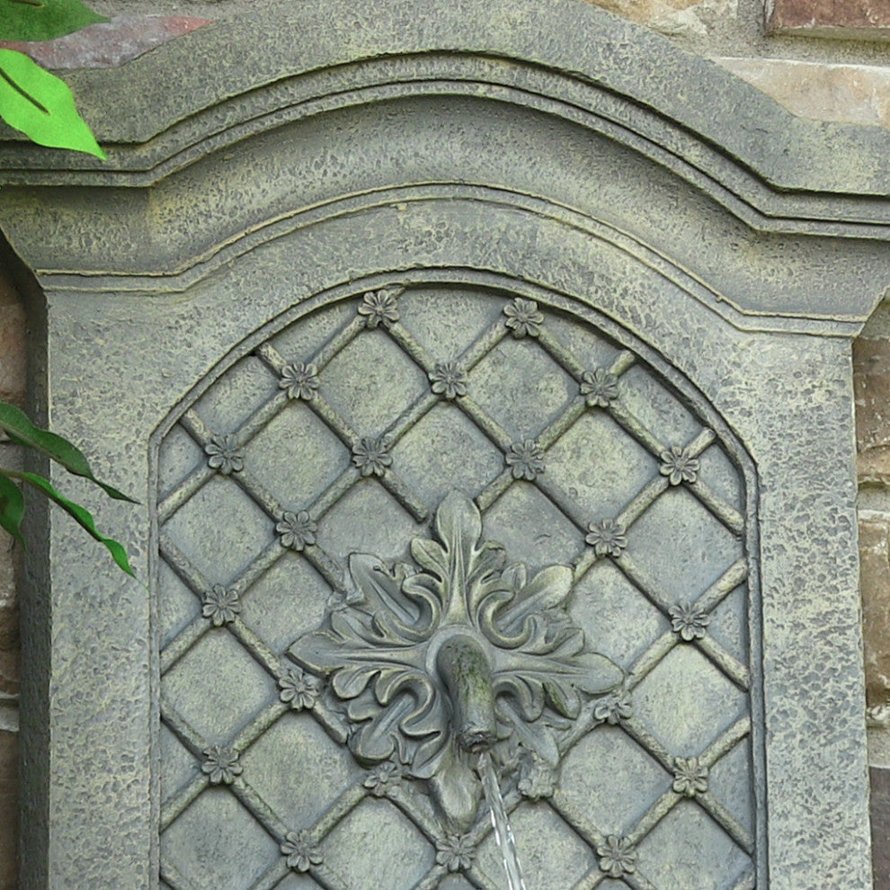 Sunnydaze Rosette Leaf Electric Outdoor Wall Water Fountain, French Limestone