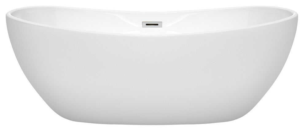 Rebecca 60 to 70" Freestanding Bathtub with options, Polished Chrome Trim, 65 Inch, No Faucet